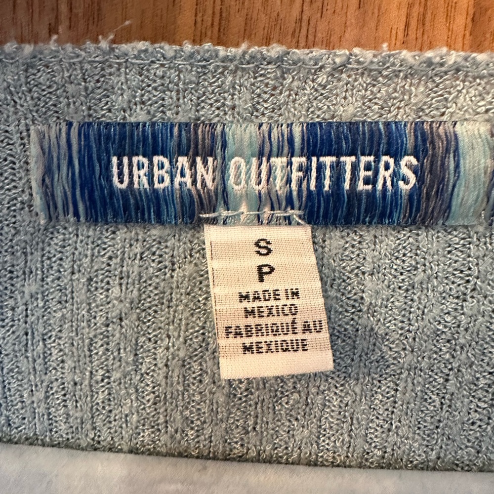 🧊🩵 UO Daisy Ribbed Tie-front Top In Slate - Size Small 🧊🩵 - Picture 3 of 6